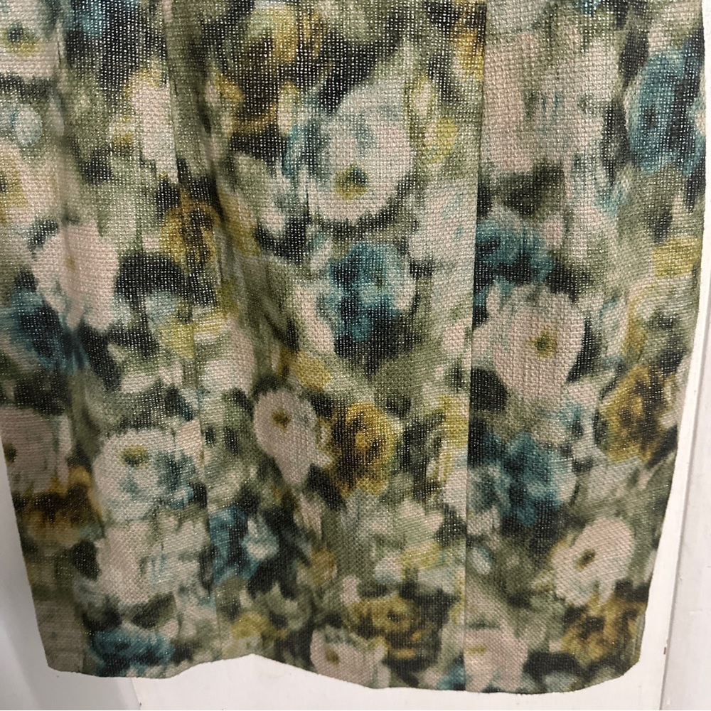 Kay Unger Beige green black cotton metallic sleeveless dress size 6 - Picture 8 of 11